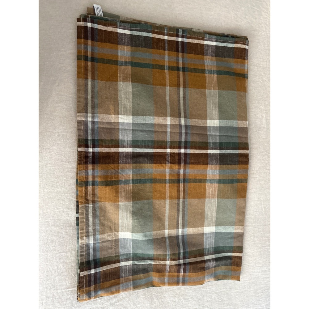 The Farmhouse by Rachel Ashwell Plaid Tablecloth 60x80 Brown Tan Cotton